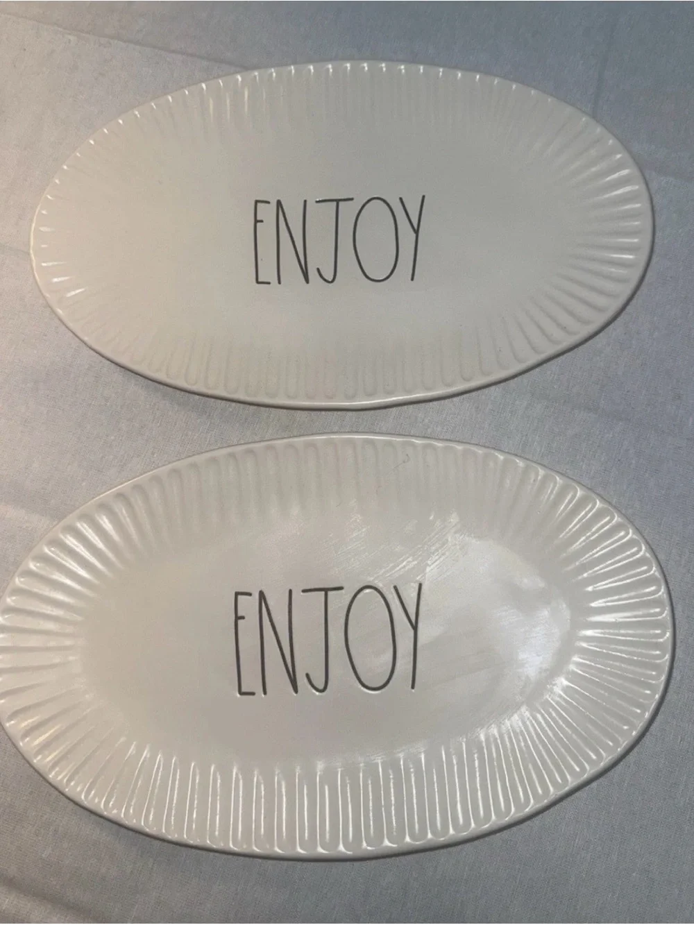Rae Dunn ENJOY White Ceramic Serving Platter - Set of 2